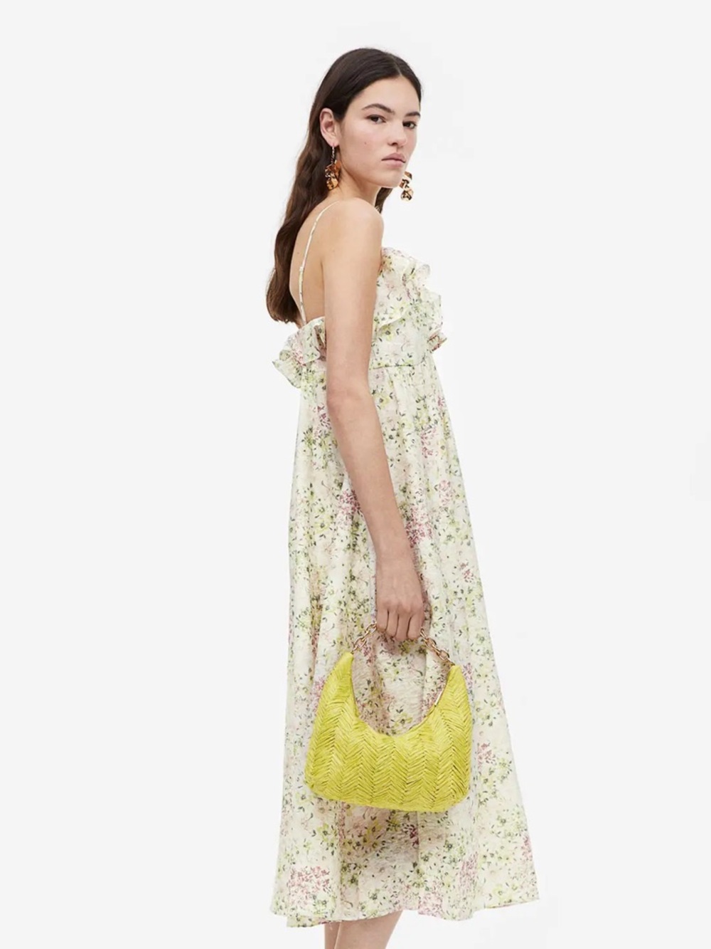H&M Cream Floral Midi Dress - Picture 2 of 11